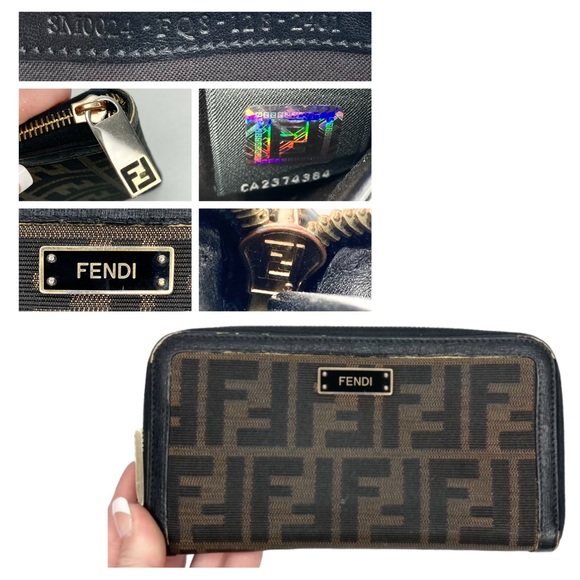 Fendi Handbags - Authentic FENDI Zucca Canvas & Leather Zip Around Long Carryall Wallet